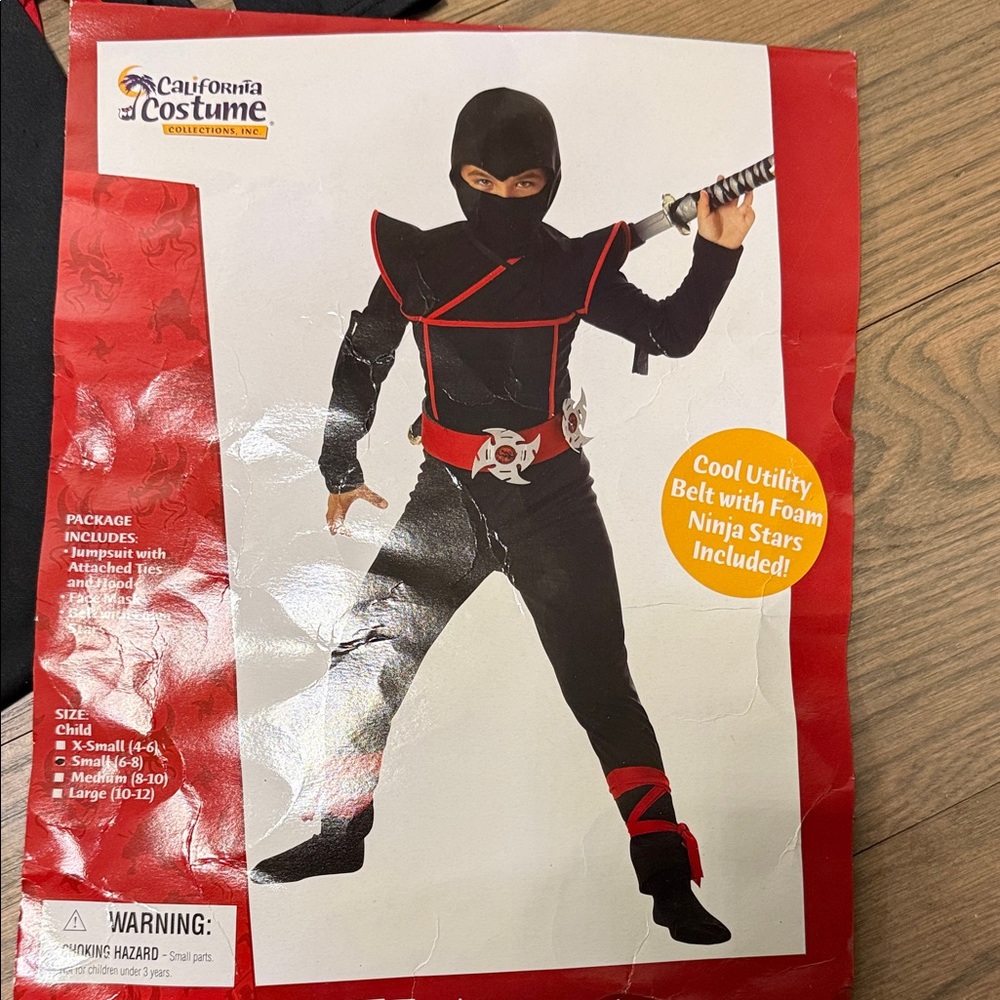 Kids black Ninja costume size small